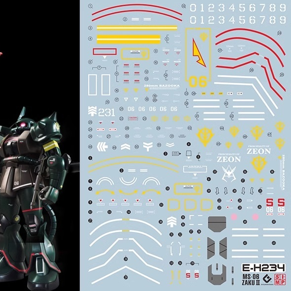 Decal nước cho mô hình lắp ráp HG Zaku 2 Char ver.