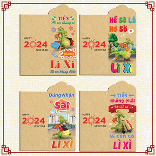Set 200 bao lì xì tết 2024 hình Giáp Thìn giá sỉ giao đủ mẫu (Mẫu 2)