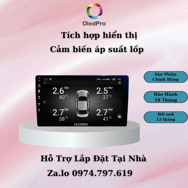 Màn hình android cho ô tô OLEDPRO 2K Ram 4GB Rom 32gb 8 Core, độ phân giải 2000 x 1200. Bảo hành 2 năm
