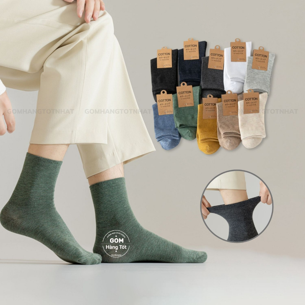 Tất nam nữ cổ cao trơn màu, vớ cao cổ chất liệu cotton co giãn, êm chân, thoáng khí khử mùi tốt - TCC-KOL-1303-1DOI