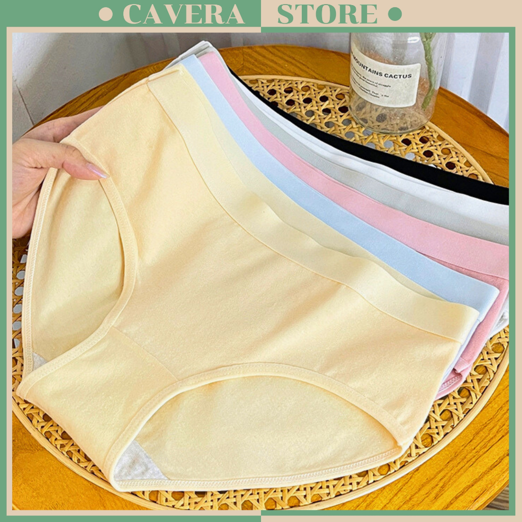 Quần Lót Nữ Cotton Thoáng Mát, Quần Lót Cạp Vừa Lưng Thun Co Giãn Ôm Eo  CAVERA - L.2020