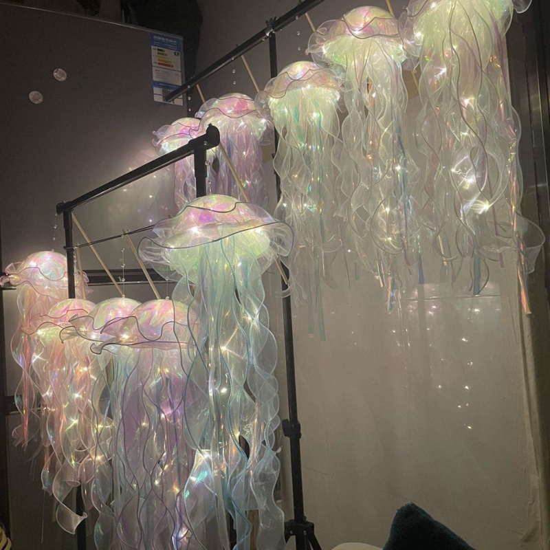 Đèn lồng con sứa kèm cây hot làm đồ trung thu cho bé, đồ chơi trung thu đèn lồng