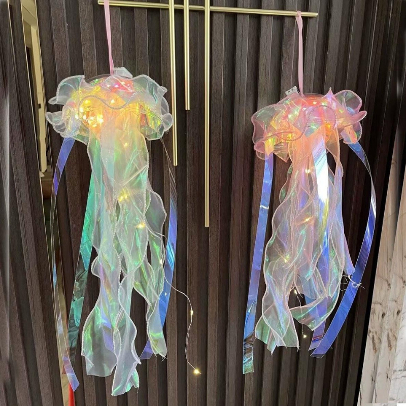 Đèn lồng con sứa kèm cây hot làm đồ trung thu cho bé, đồ chơi trung thu đèn lồng