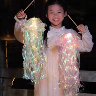 Đèn lồng con sứa kèm cây hot làm đồ trung thu cho bé, đồ chơi trung thu đèn lồng
