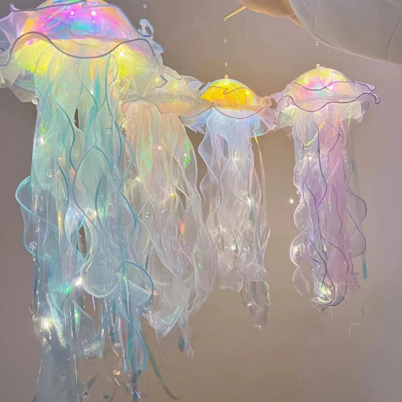 Đèn lồng con sứa kèm cây hot làm đồ trung thu cho bé, đồ chơi trung thu đèn lồng