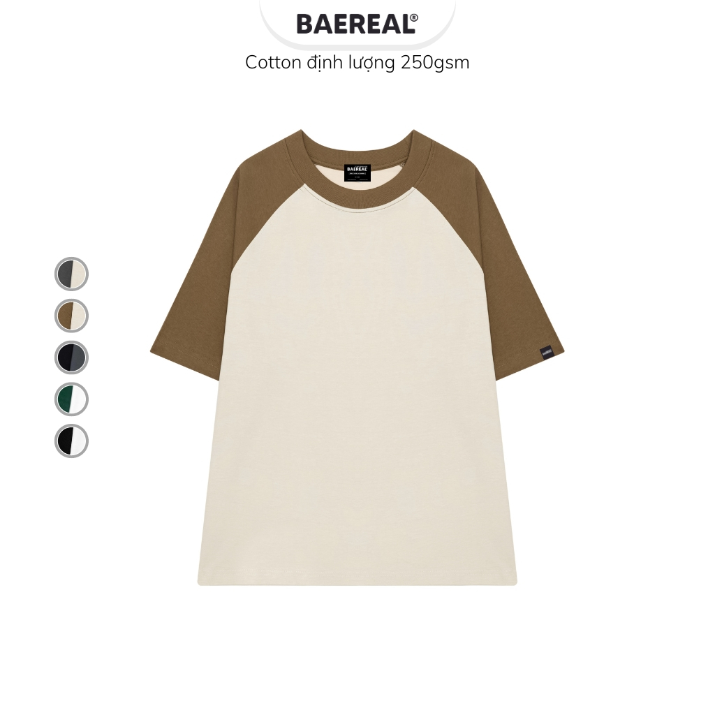 Áo thun phối tay unisex form oversize cotton 250gsm BAEREAL co giãn thoáng mát ATBR024