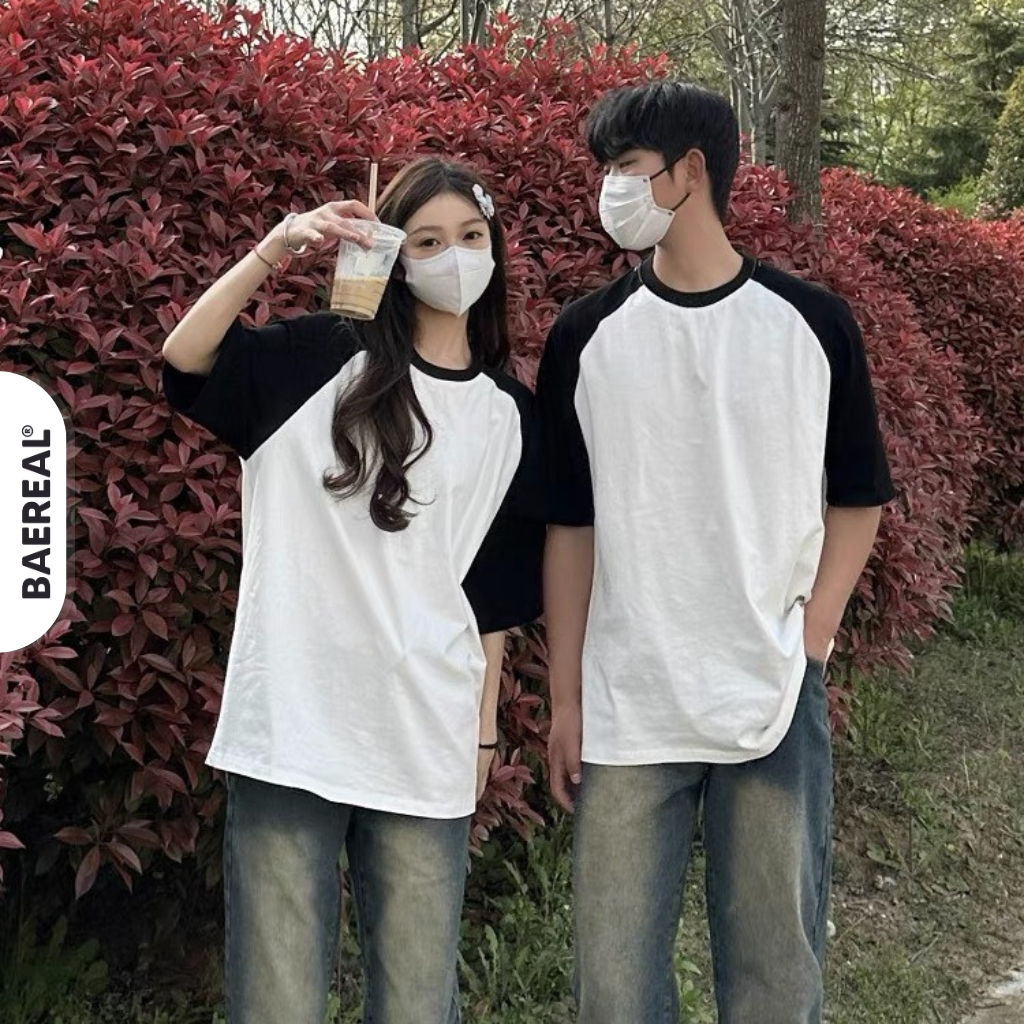Áo thun phối tay unisex form oversize cotton 250gsm BAEREAL co giãn thoáng mát ATBR024