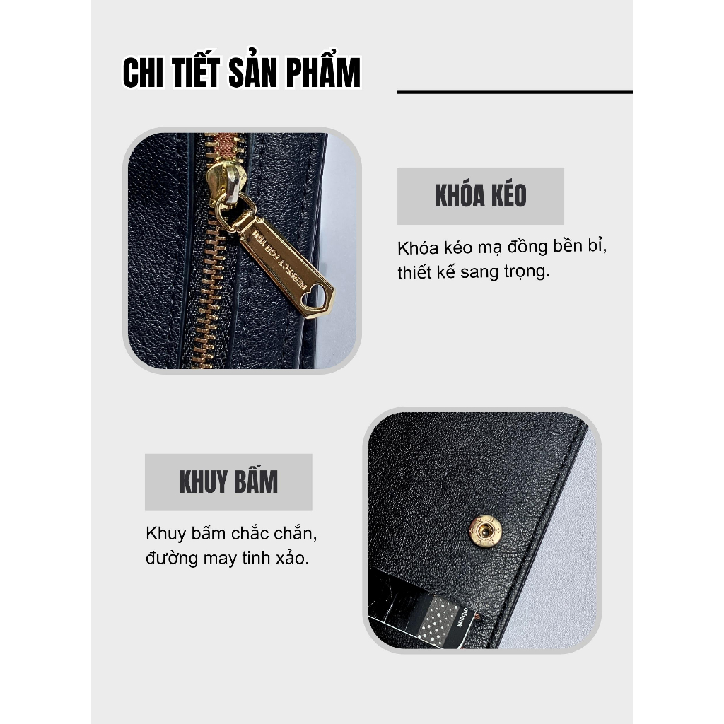 Ví Nữ Mini Cầm Tay PERFECT FOR YOU Đựng Tiền Dáng Vuông Xinh Xắn Da Cao Cấp PFY01 - Micocah Mall