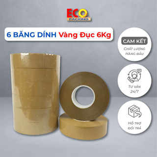 Combo 6 cuộn keo vàng đục 1kg/cuộn, băng dính dán hàng chuyên dụng - tổng kho băng dính