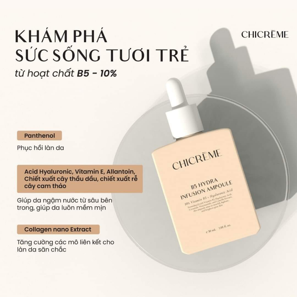 Tinh Chất Chicreme B5 Hydra cấp ẩm phục hồi da 30ml - BonnieCosmetics