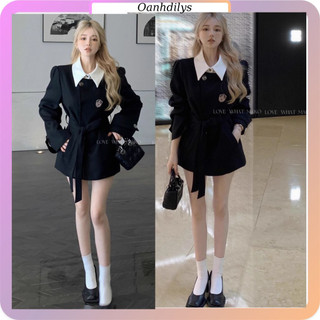 Áo khoác dạ dài tay dáng ngắn, áo dạ nữ kết hợp cổ sơ mi hàng order taobao nhà Oanhdilys