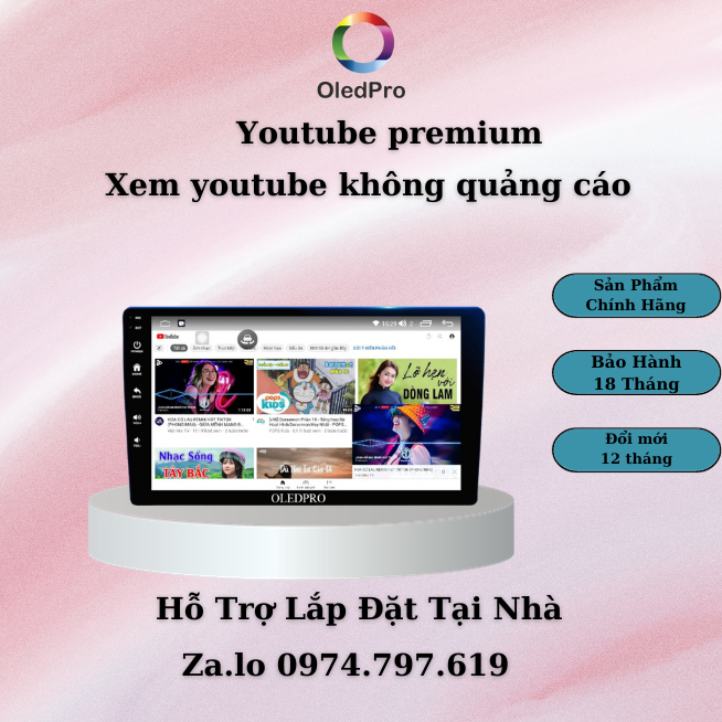 Màn hình android cho ô tô OLEDPRO 2K Ram 4GB Rom 32gb 8 Core, độ phân giải 2000 x 1200. Bảo hành 2 năm