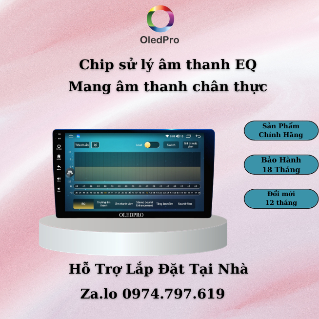Màn hình android cho ô tô OLEDPRO 2K Ram 4GB Rom 32gb 8 Core, độ phân giải 2000 x 1200. Bảo hành 2 năm