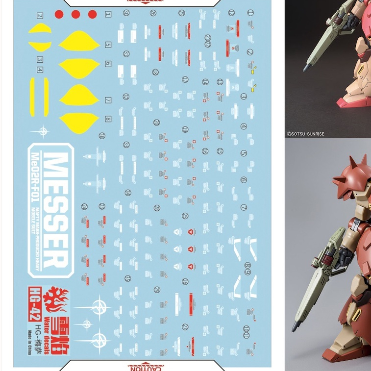 Decal nước cho mô hình HGUC Messer Type 01 / 02 / Command Type