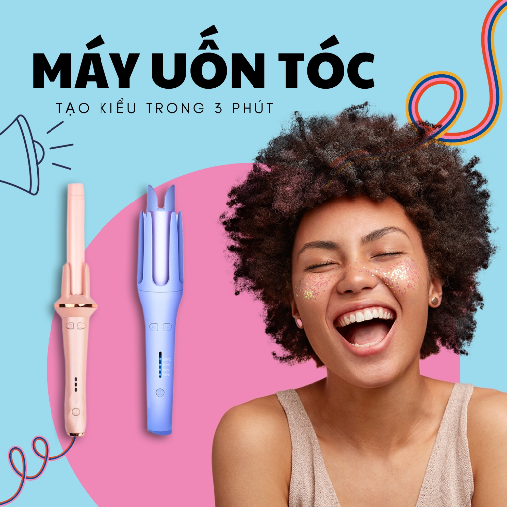 Máy Uốn Tóc Làm Xoăn Tự Động 3 Phút Tạo Kiểu Chất Liệu Gốm Sứ Đường Kính Uốn 28mm 32mm Bảo Hành 12 Tháng