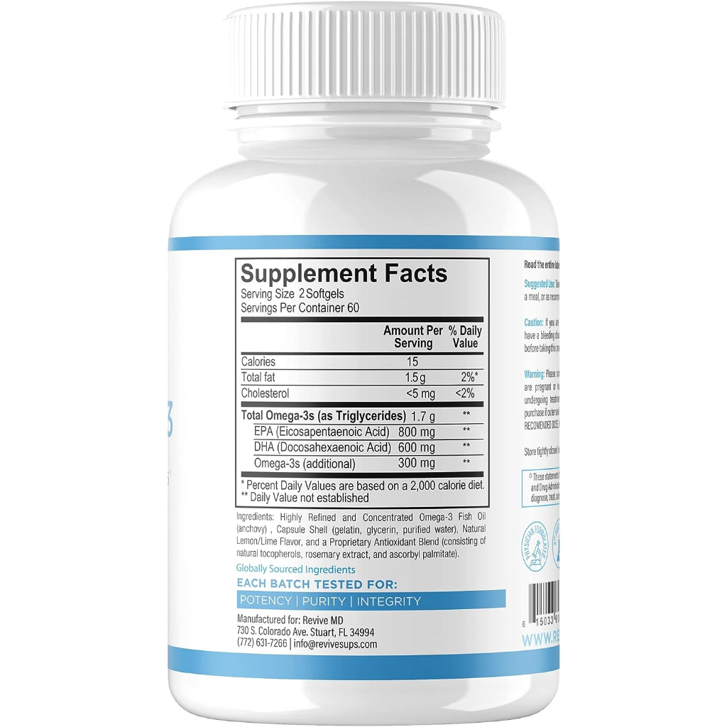 REVIVE Omega-3 800mg EPA/600mg DHA 120 viên siêu cô đặc: by CBUM