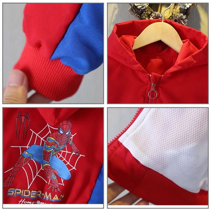 Áo khoác gió cho bé trai Demeone A1006 in hình siêu nhân nhện dễ thương thiết kế mới 2023 thời trang thu đông