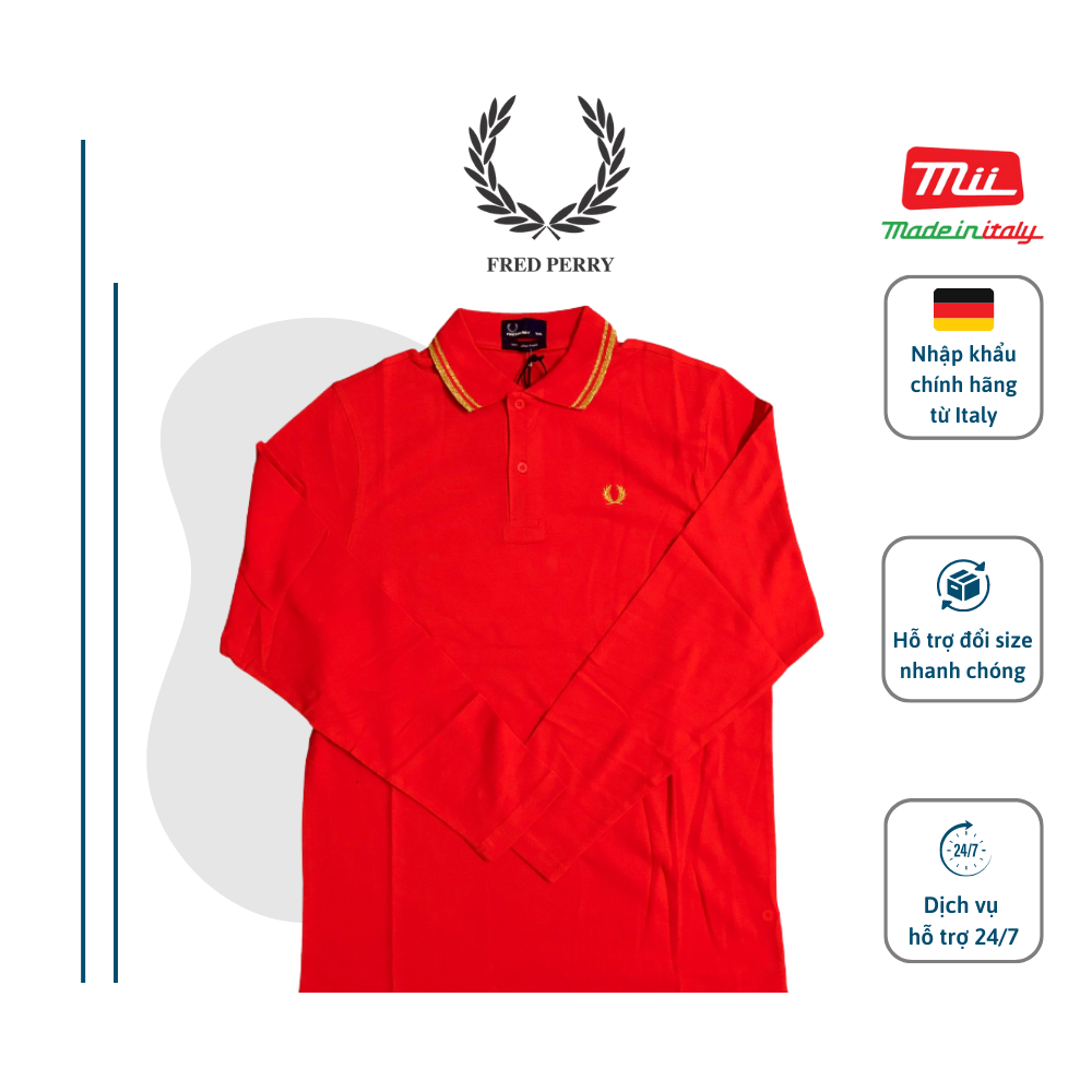 Áo Polo Thun Dài Tay Viền Cổ Cao Cấp FRED PERRY Cotton Khử Mùi - Nhập Khẩu Chính Hãng Từ Đức_FR16111024
