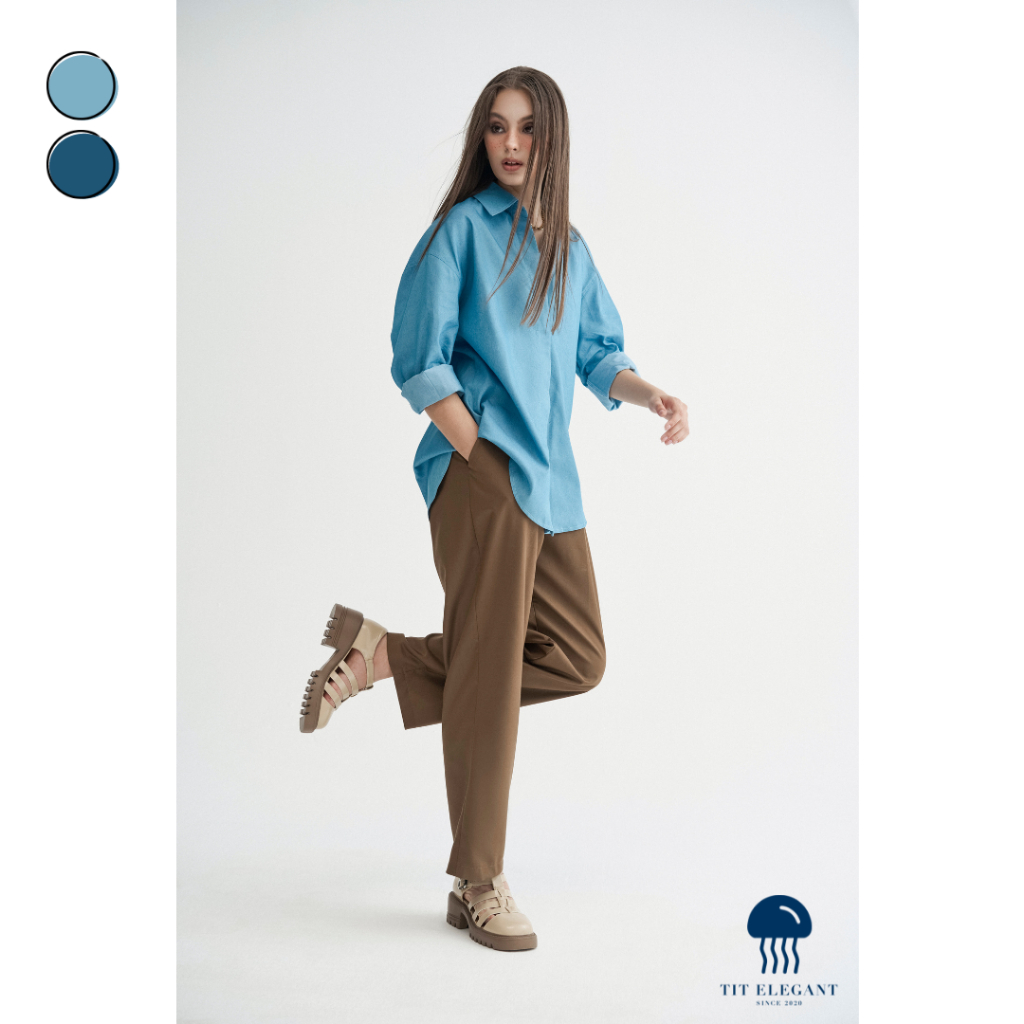 Kane Shirt - TIT.Elegant - Áo sơ mi thiết kế cổ Đức chất liệu thô jean mặt kate