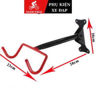Giá treo xe đạp lên tường ngang 2 móc đỡ móc treo 4 lỗ vít