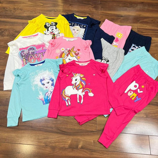 Bộ cotton dài tay in hình bé gái