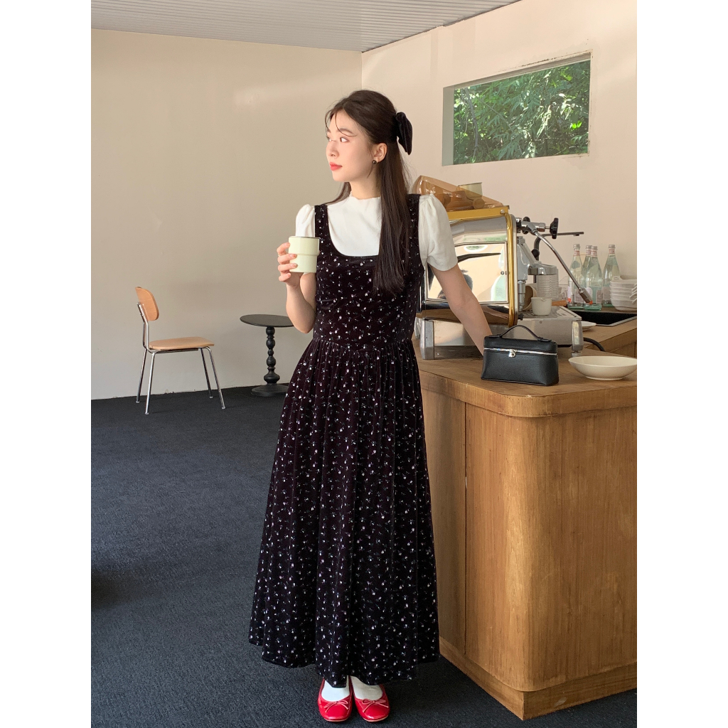 Đầm Yếm Nhung Dáng Chữ A Dài Taobao Order