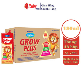 Thùng 48 hộp sữa bột pha sẵn vinamilk dielac grow plus - đỏ 180ml