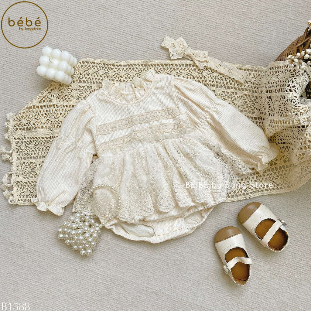 Body be váy ren dài tay cổ viền bèo nhỏ B1588
