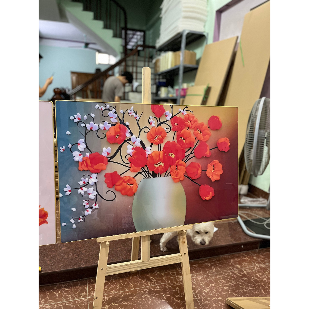 B24 Tranh Treo Tường Phòng Ngủ/ Phòng Khách/ Đầu Giường Nhà Nghỉ Khách Sạn Lá rẻ quạt dải vân/ Hươu Sao
