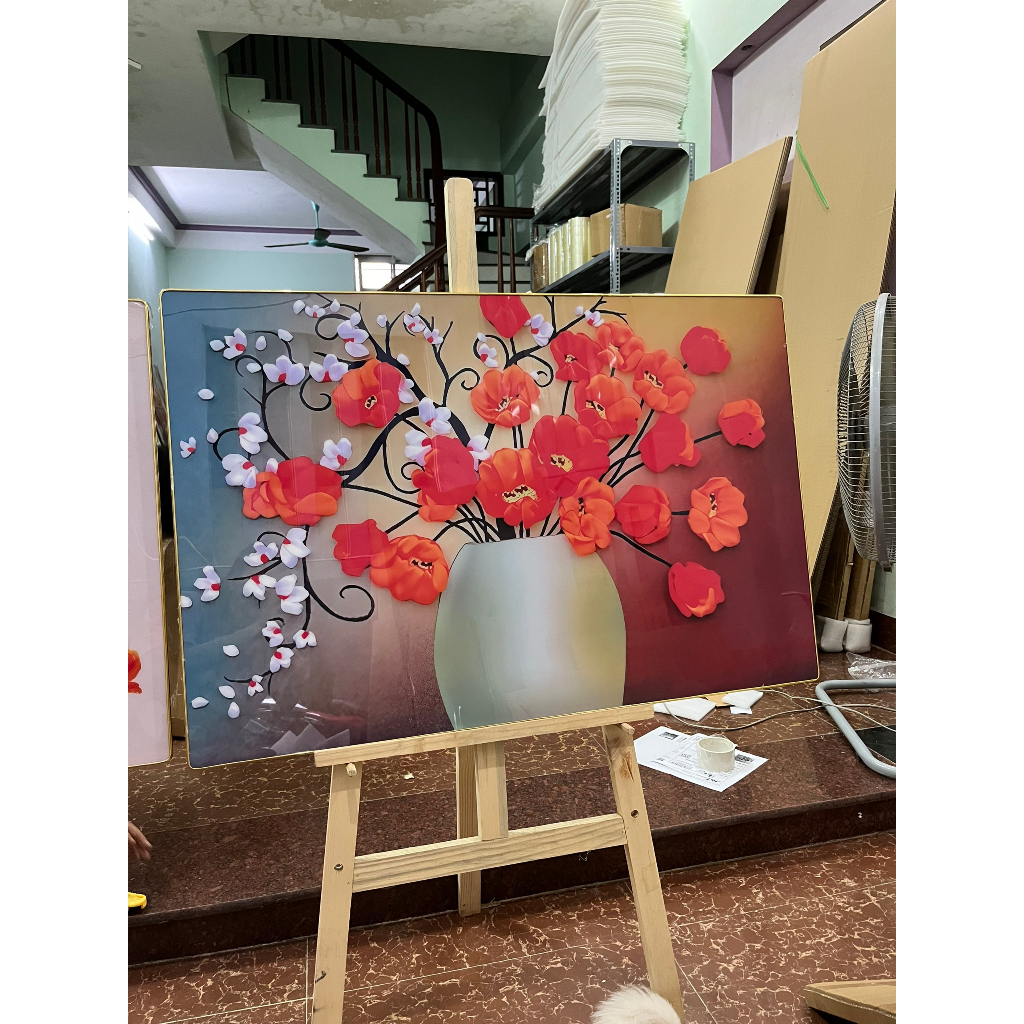 B24 Tranh Treo Tường Phòng Ngủ/ Phòng Khách/ Đầu Giường Nhà Nghỉ Khách Sạn Lá rẻ quạt dải vân/ Hươu Sao