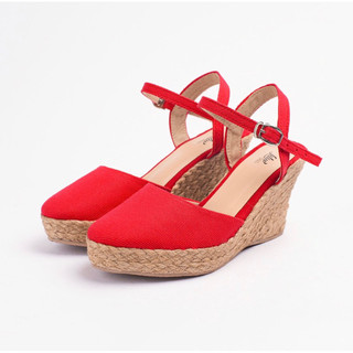  Giày Đế Cói Liliw Dáng Đế Xuồng Cao 8 Cm Kín Mũi Quai Gài Gót Mảnh - Paris 