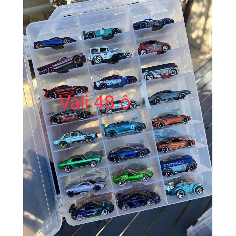 Vali 48 ô 2 mặt, hộp để xe mô hình 1/64 hotwheels, tomica và các hãng xe 1/64 khác