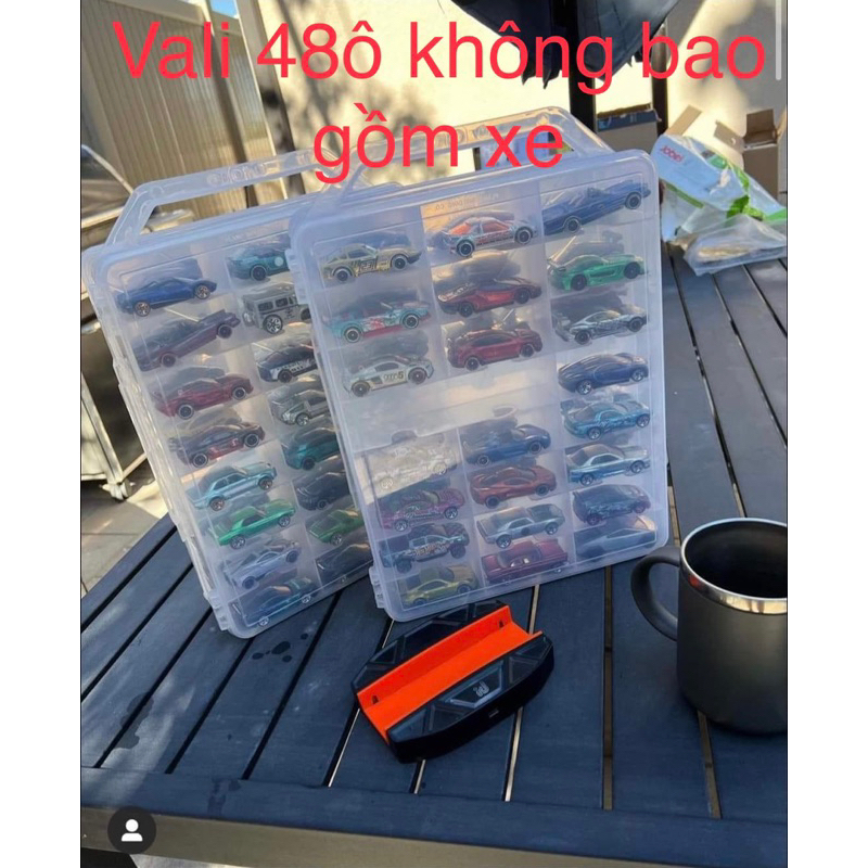 Vali 48 ô 2 mặt, hộp để xe mô hình 1/64 hotwheels, tomica và các hãng xe 1/64 khác