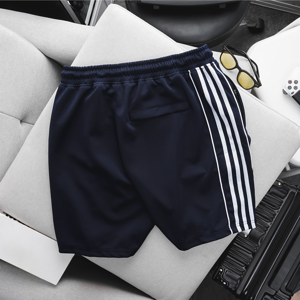 Big size - Quần short thun nam thời trang phối 5 sọc form bigsize <130kg