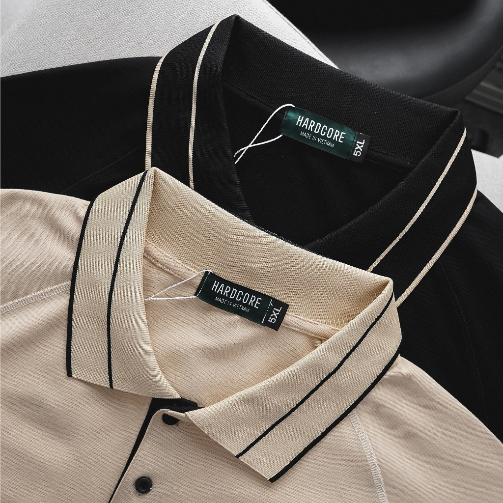 Big Men - Áo thun polo big size phối cổ, phối tay vải cá sấu thêu chữ H <135kg