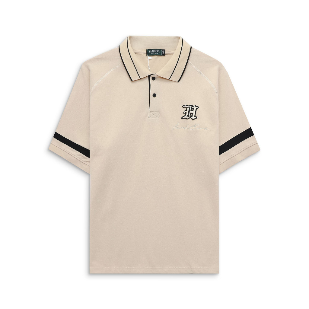 Big Men - Áo thun polo big size phối cổ, phối tay vải cá sấu thêu chữ H <135kg