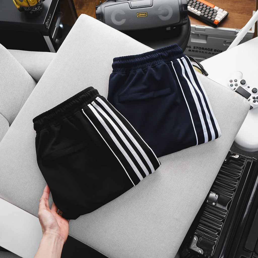 Big size - Quần short thun nam thời trang phối 5 sọc form bigsize <130kg