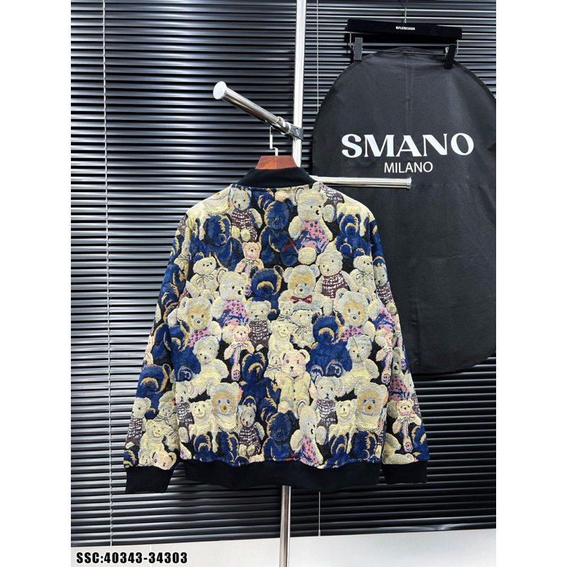 Áo khoác teddy gấu dệt hình 3D monogram,áo khoác bomber teddy gấu xám bản 2 lớp mới