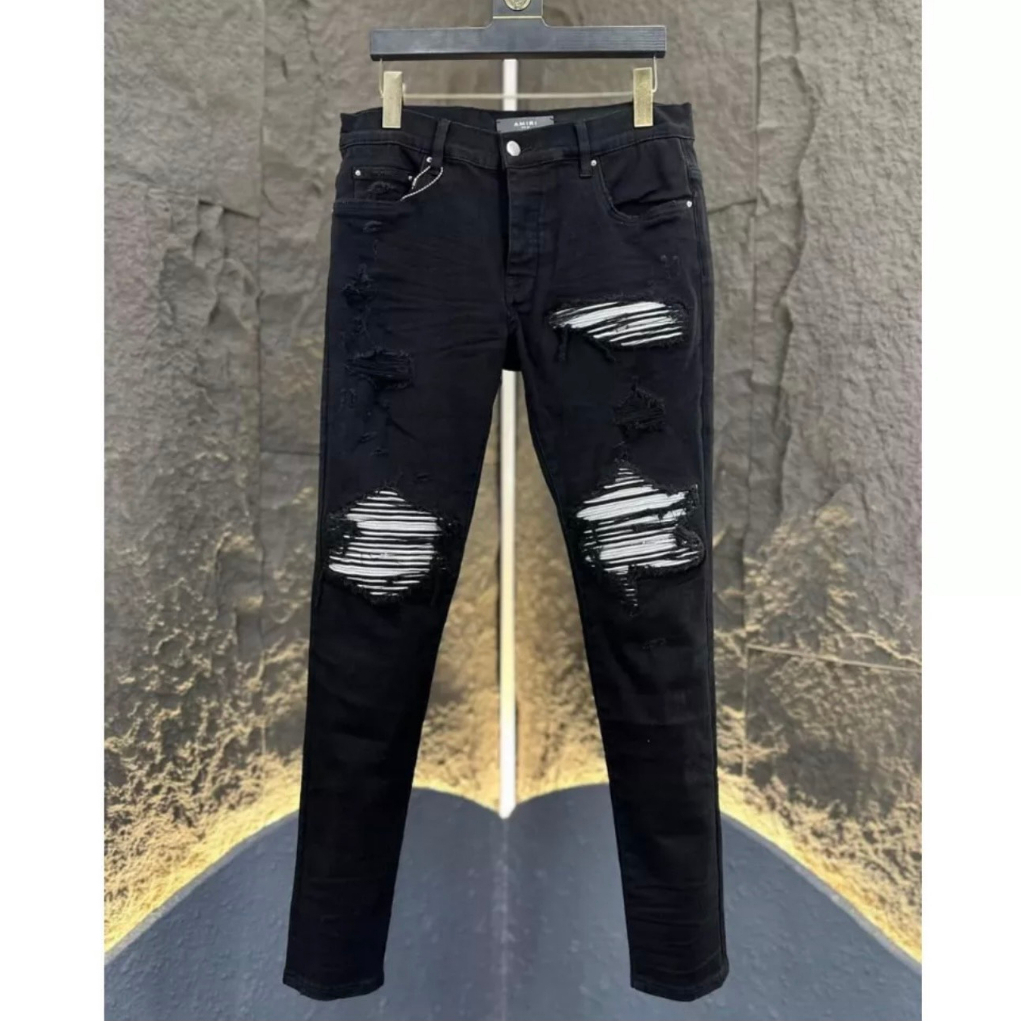 Quần jean nam cao cấp mẫu mới VÁ DA trắng thời trang phong cách vải dày dặn