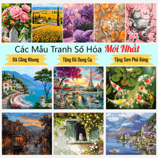 Có Sẵn - Tranh tô màu theo số Tranh sơn dầu số hoá đã căng khung Tổng hợp các phong cảnh anime phật giáo