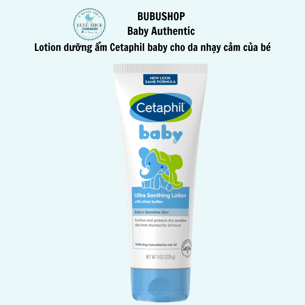 (Mẫu mới)Dưỡng ẩm Cetaphil baby Ultra soothing dùng cho mặt và body cho bé 226 gram nội địa Us