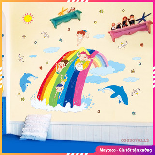 Decal dán tường 7 sắc cầu vồng cho bé