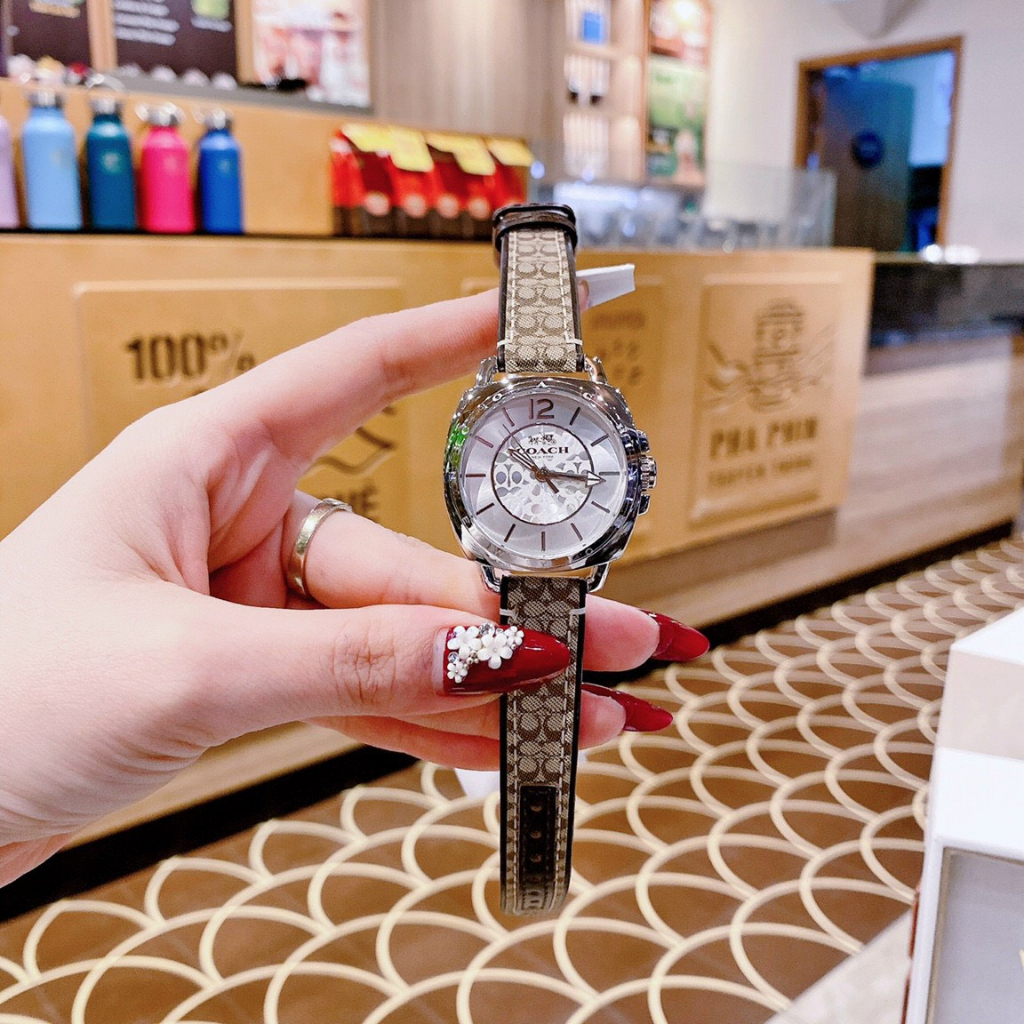Đồng hồ nữ thạch anh coach dây da size 34mm fullbox