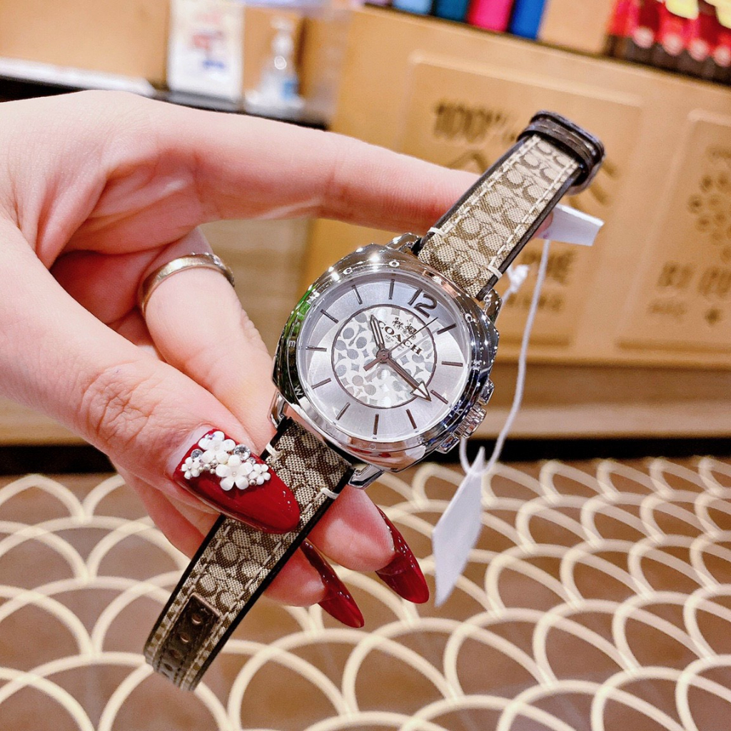 Đồng hồ nữ thạch anh coach dây da size 34mm fullbox