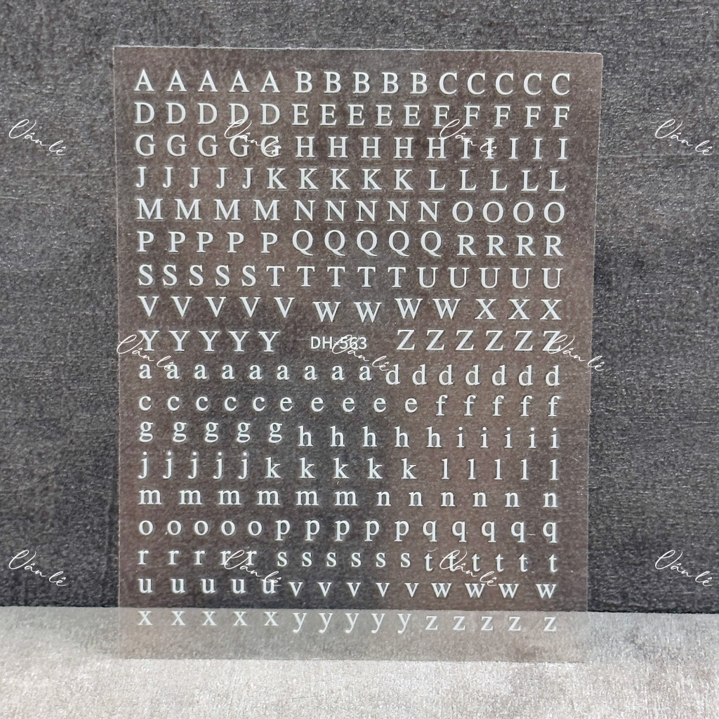 Sticker chữ cái 2 màu trắng đen dán móng tay NAIL