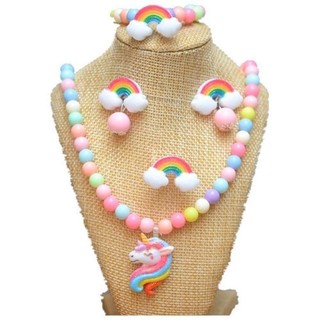 Bộ trang sức cho bé gái hình ngựa Pony bóng đẹp gồm vòng tay dây chuyền vòng cổ bông tai nhẫn Pony cho bé gái