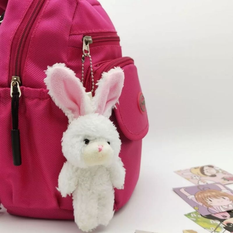 Gấu bông  hình thỏ 15cm có móc treo balo