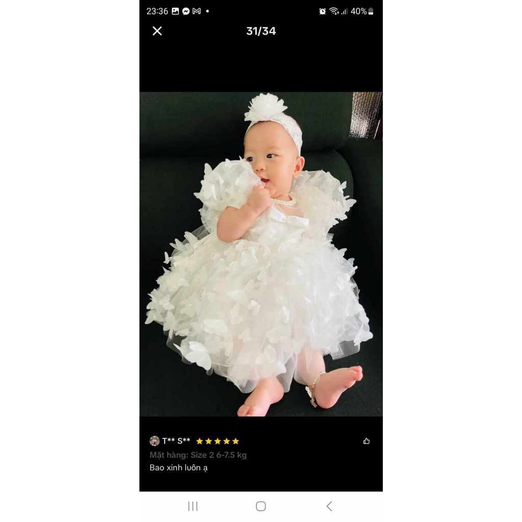 Váy công chúa đính cánh bướm cao cấp 4-14 kg ,Váy cho bé sơ sinh đầy tháng sinh nhật .