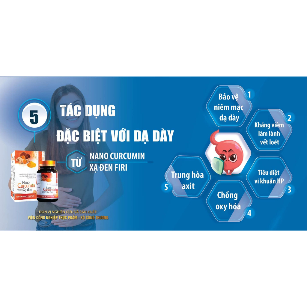 Nano Curcumin xạ đen - Giảm viêm loét dạ dày tá tràng.