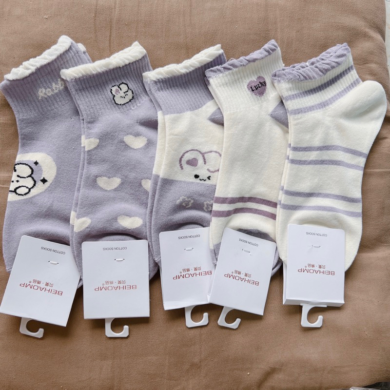 Tất nữ vớ nữ cổ ngắn set 5 đôi họa tiết cute dễ thương phong cách Hàn Quốc